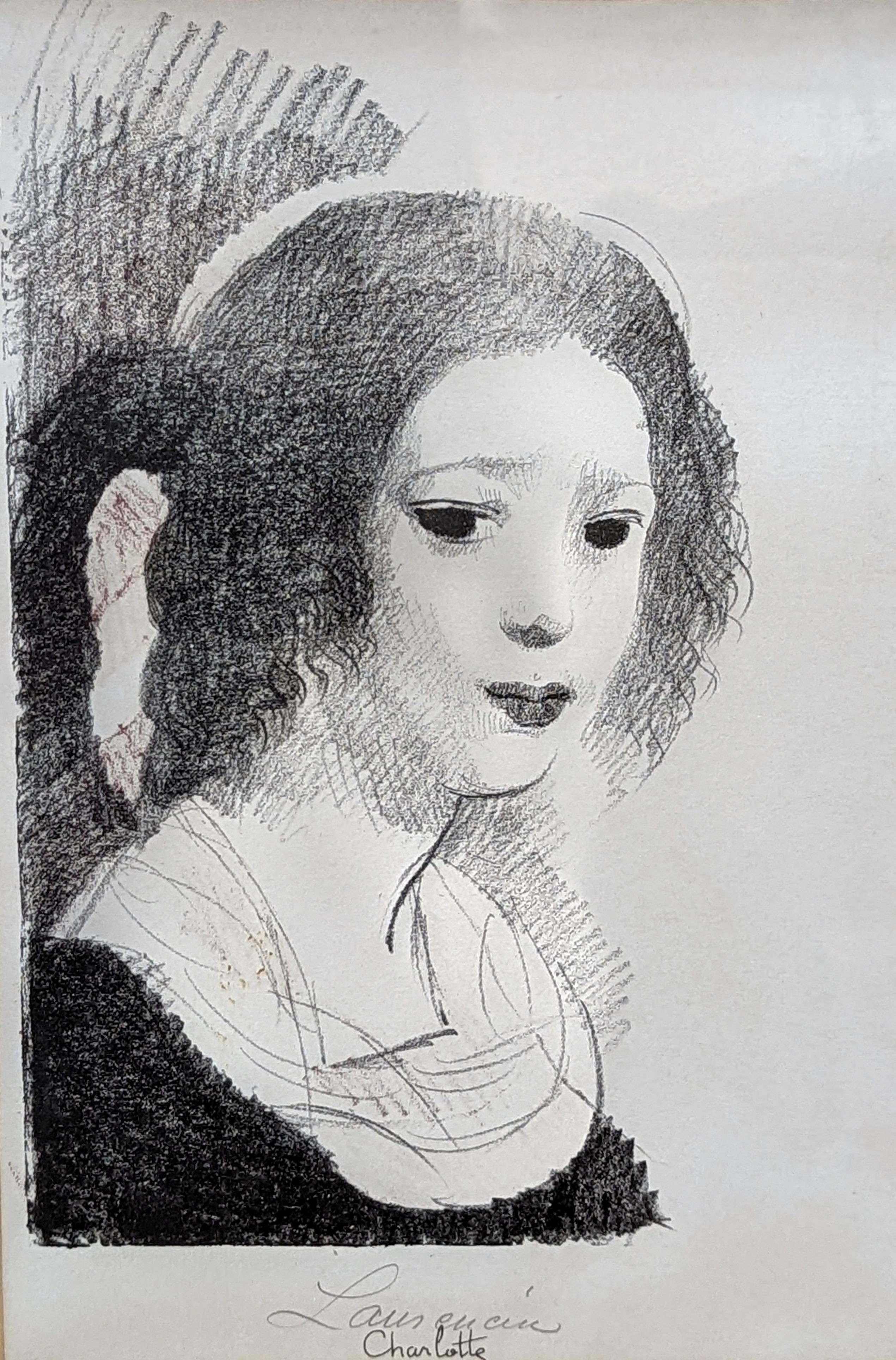 Marie Laurencin, lithograph, 'Charlotte', signed in pencil, 1943 Leicester Galleries label verso, 29 x 20cm